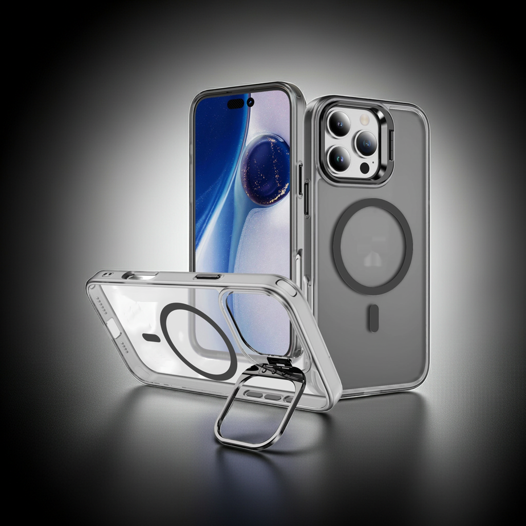MagSafe Hülle für iPhone | Magnetisch | Integrierter Kickstand | Transparent Stoßfest TPU & Acryl