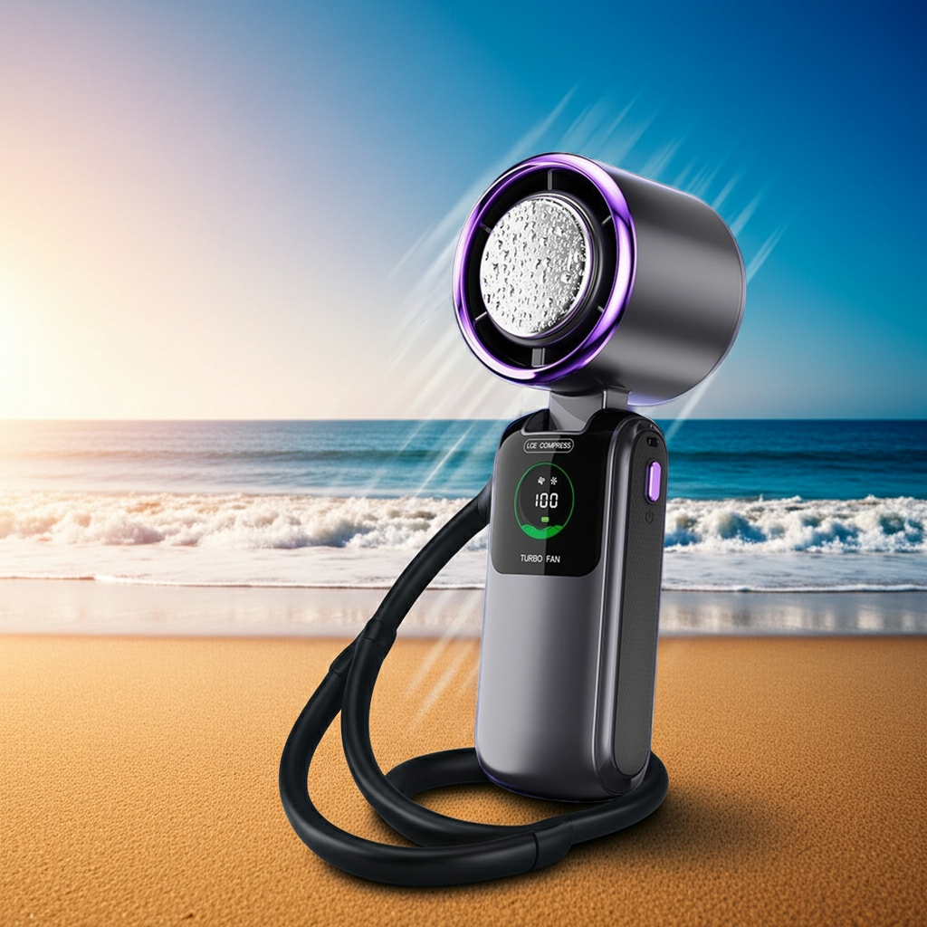 Tragbarer USB-Ventilator | 4000mAh Akku | 6 Stufen | Bürstenloser Motor | Wiederaufladbar