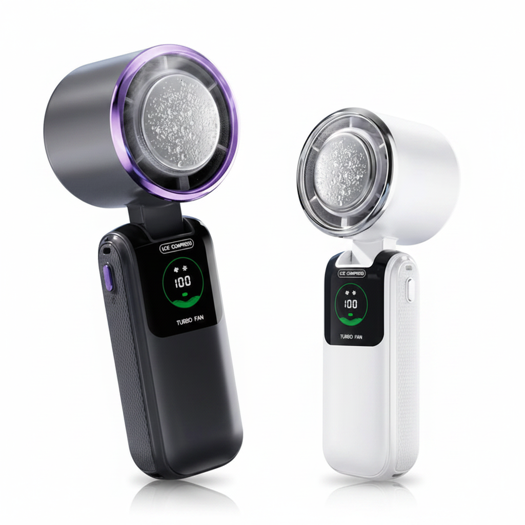 Tragbarer USB Handheld Fan auf weißem Hintergrund